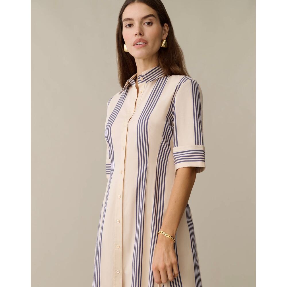 New O.P.T Tallis stripe blue cream cotton maxi dress $222 sz 0 - Picture 2 of 6